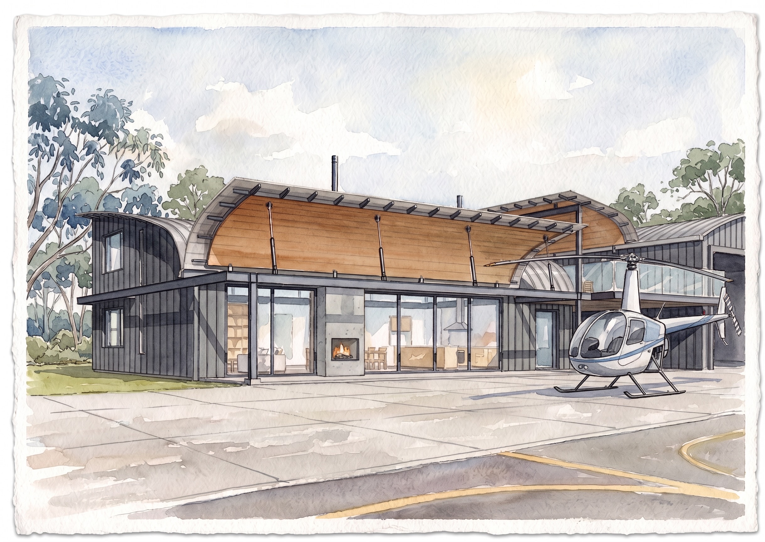 Airpark House Helicopter Hangar Design Architecture Jiri Lev
