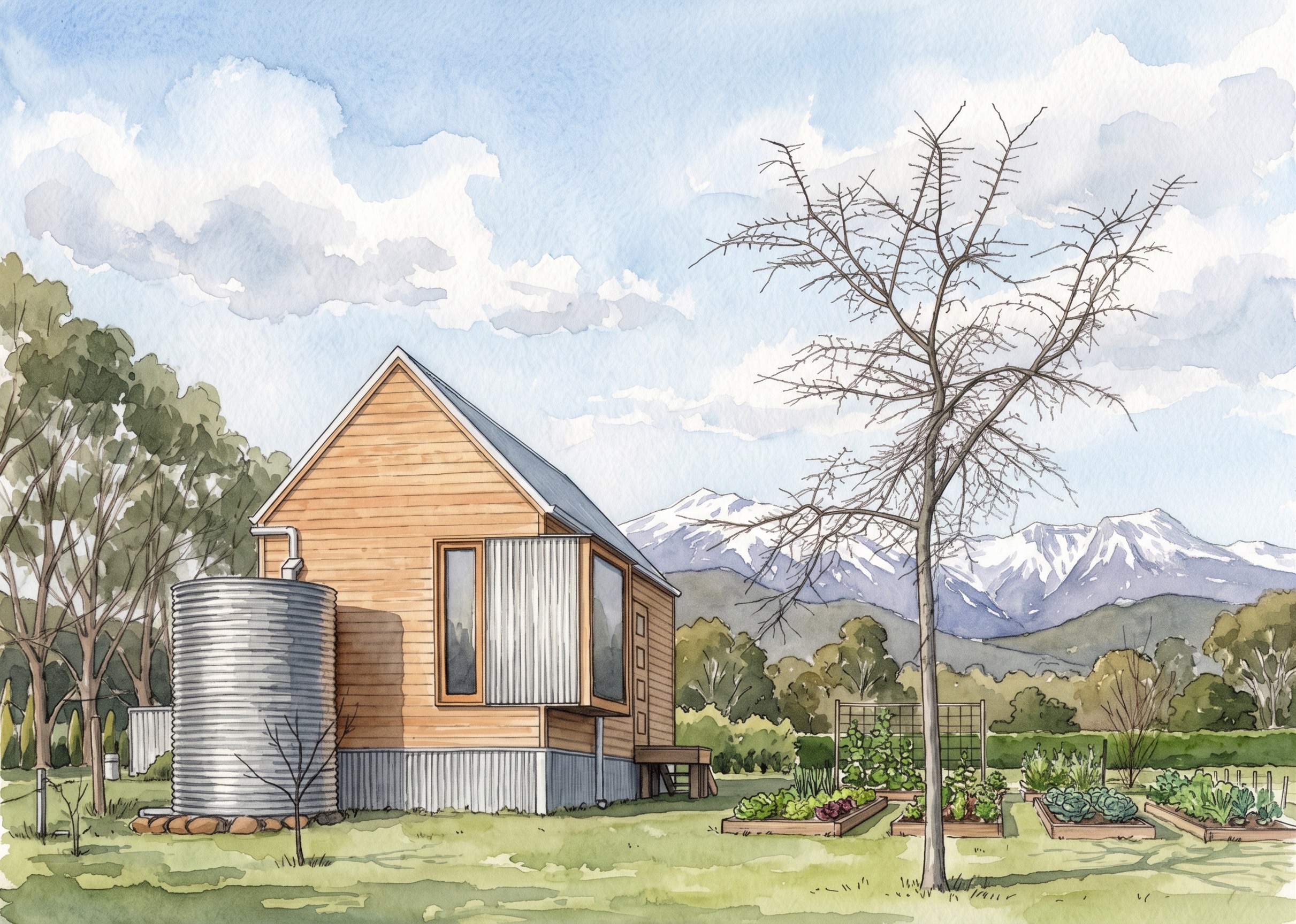 Tiny House Small Cabin Tasmania Permaculture Self-Sufficient Design Architecture Jiri Lev